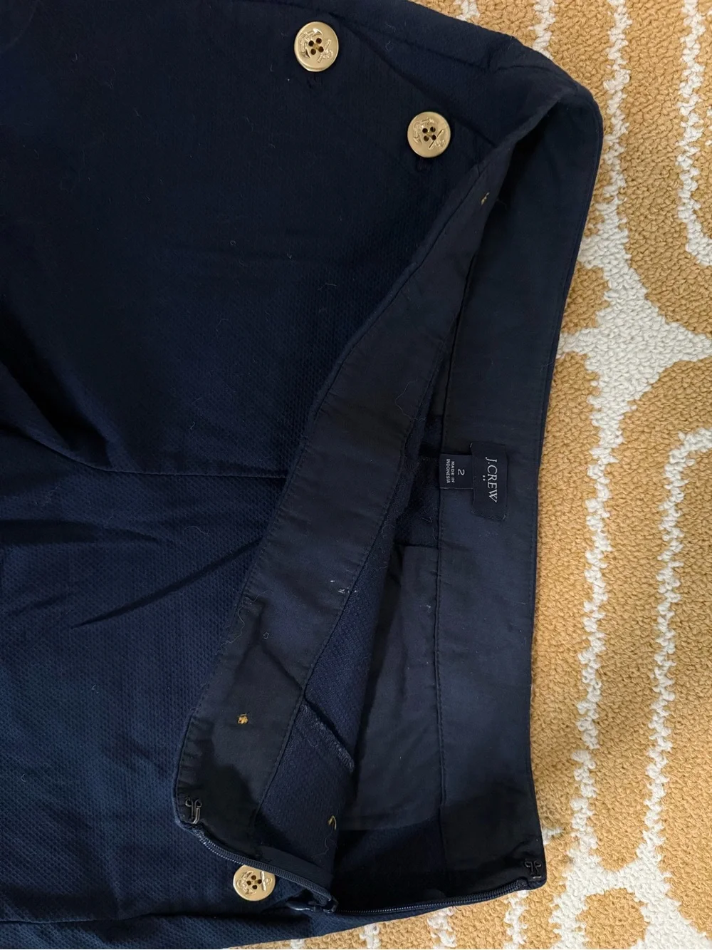 J. Crew Navy High-Waist Sailor-Style Shorts with Gold Buttons